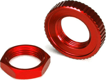 Servo saver nuts, aluminum, red-anodized (hex (1), serrated (1))