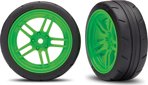 Tires and wheels, assembled, glued (split-spoke green wheels, 1.9" Response tires) (front) (2) (VXL rated)