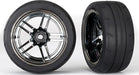 Tires and wheels, assembled, glued (split-spoke black chrome wheels,ﾠ1.9" Response tires) (extra wide, rear) (2)