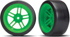 Tires and wheels, assembled, glued (split-spoke green wheels, 1.9" Drift tires) (rear)