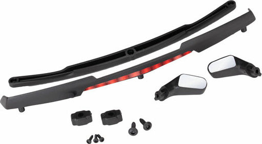 Mirrors, Side, Black (Left and Right)/ Mirror Retainers (2)/ Spoiler, Black/ Spoiler Retainer (1)/ 1.6X5 Bcs (Self-Tapping) (3)/ 2.6X8 Bcs (Self-Tapping) (2) (Fits #8386 Body)