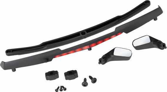 Mirrors, Side, Black (Left and Right)/ Mirror Retainers (2)/ Spoiler, Black/ Spoiler Retainer (1)/ 1.6X5 Bcs (Self-Tapping) (3)/ 2.6X8 Bcs (Self-Tapping) (2) (Fits #8386 Body)