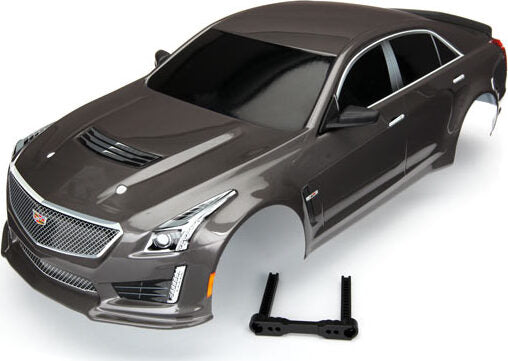 Body, Cadillac CTS-V, silver (painted, decals applied)