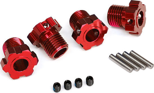 Wheel hubs, splined, 17mm (red-anodized) (4)/ 4x5 GS (4), 3x14mm pin (4)