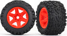 Tires & wheels, assembled, glued (orange wheels, Talon EXT tires, foam inserts) (2) (17mm splined) (TSM rated)