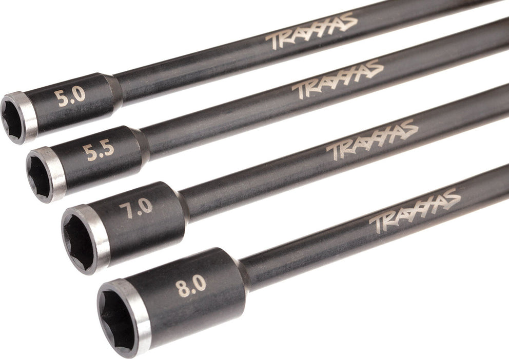 Speed Bit Essentials Set, hex and nut driver, 7-piece, includes premium handle (medium), travel pouch, hex drivers (straight: 1.5mm, 2.0mm, 2.5mm) and nut drivers (5.0mm, 5.5mm, 7.0mm, and 8.0mm), 1/4" drive