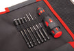 Speed Bit Essentials Set, hex and nut driver, 7-piece, includes premium handle (medium), travel pouch, hex drivers (straight: 1.5mm, 2.0mm, 2.5mm) and nut drivers (5.0mm, 5.5mm, 7.0mm, and 8.0mm), 1/4" drive