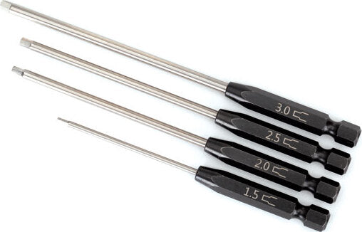 Speed Bit Set, hex driver, 4-piece straight (1.5mm, 2.0mm, 2.5mm, 3.0mm), 1/4" drive