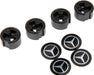 Center caps, Mercedes-Benz® G 500® wheel (black) (4) (requires #8255A extended thread stub axle)