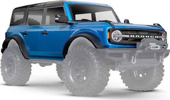 Body, Ford Bronco, Complete, Velocity Blue (Painted) (includes Grille, Side Mirrors, Door Handles, Fender Flares, Windshield Wipers, Spare Tire Mount, and Clipless Mounting) (requires #8080X Inner Fenders)