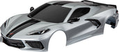 Body, Chevrolet Corvette Stingray, Complete (Silver) (Painted, Decals Applied) (Includes Side Mirrors, Spoiler, Grilles, Vents, and Clipless Mounting)