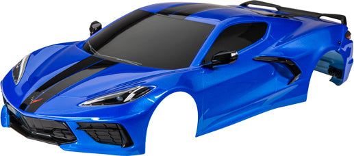 Body, Chevrolet Corvette Stingray, Complete (Blue) (Painted, Decals Applied) (Includes Side Mirrors, Spoiler, Grilles, Vents, and Clipless Mounting)
