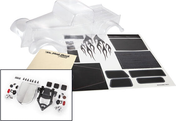 Body, Factory Five '35 Hot Rod Truck (clear, Requires Painting)/ Foam Pads (front)/ Decal Sheet (includes Front Grille, Side Mirrors, Headlights, Tail Lights, Mounting Hardware)