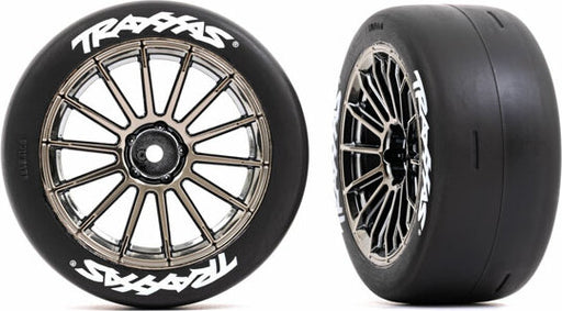 Tires and Wheels, Assembled, Glued (multi-spoke Black Chrome Wheels, 2.0" Slick Tires with Traxxas® Logo, Foam Inserts) (rear) (2) (VXL Rated)