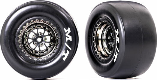 Tires and Wheels, Assembled, Glued (Weld Black Chrome Wheels, Mickey Thompson® Et Drag® Slicks, Sticky Compound, Foam Inserts) (Rear) (2)