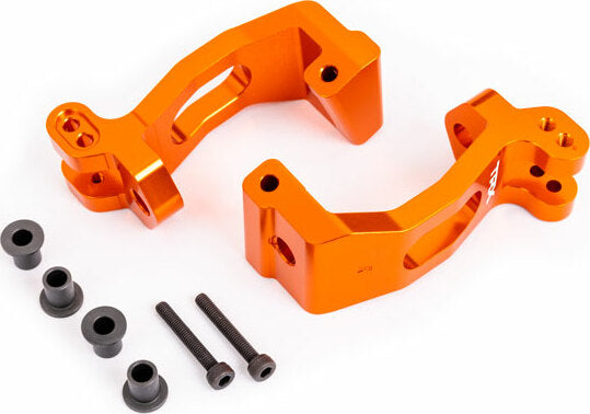 Caster Blocks (C-Hubs), 6061-T6 Aluminum (Orange-Anodized), Left and Right/ Kingpin Bushings (4)/ 3X20Mm Cs (With Threadlock) (4)