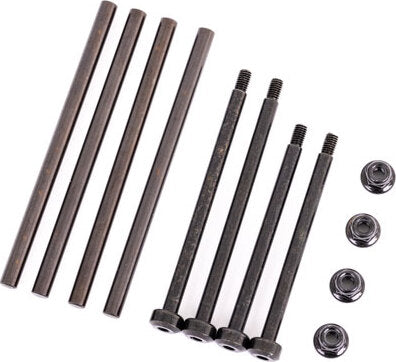 Suspension pin set, front & rear (hardened steel), 4x67mm (4), 3.5x48.2mm (2), 3.5x56.7mm (2)/ M3x0.5mm NL, flanged (4)
