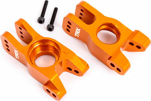 Carriers, Stub Axle, 6061-T6 Aluminum (orange-Anodized) (Left and Right)/ 3x18mm CS (with Threadlock) (2)