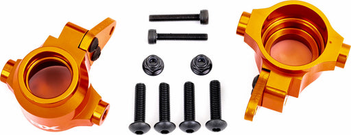 Steering Blocks, 6061-T6 Aluminum (Orange-Anodized), Left and Right/ Steering Block Arms (2)/ 4X16Mm Bcs (With Threadlock) (4)/ 3X18Mm Cs (2)/ 3X10Mm Bcs (With Threadlock) (4)/ M3X0.5Mm Nl (2)