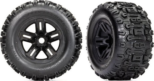 Tires & wheels, assembled, glued (3.8" black wheels, Sledgehammer® tires, foam inserts) (2)