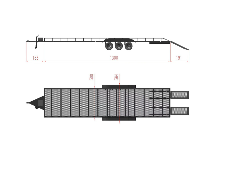 Powerhobby Tri Axle Full Metal Trailer with LED Lights
