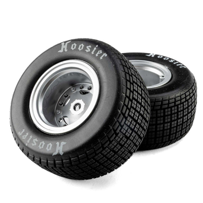 Losi Hoosier Tires, Medium, Mounted, Satin Aluminum, FR/RR (2): 22S DLM