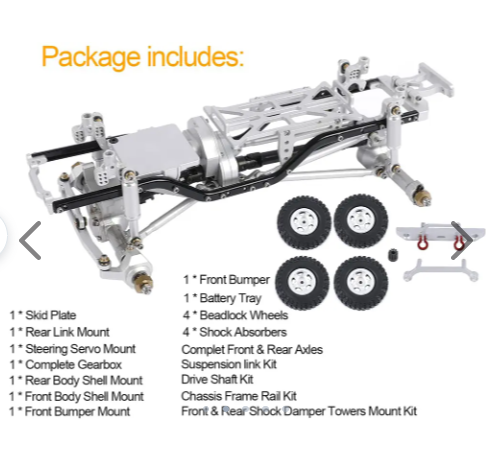Complete Alloy Conversion Kit w/ 133 Wheelbase for 1/24 SCX24 Deadbolt Crawler