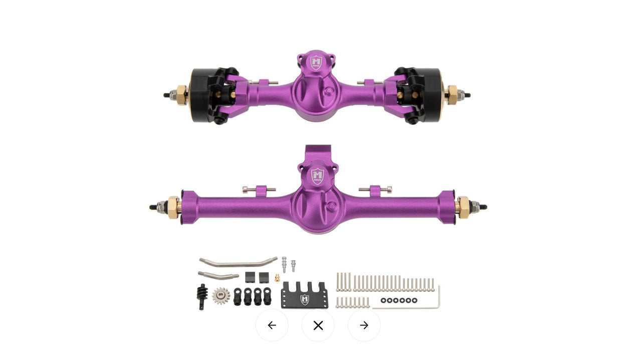 MEUS Racing SCX24 Metal V2 Isokinetic Front Rear Axles +5MM Isokinetic 3-Section CVD With 52° Steering Angle (Purple)