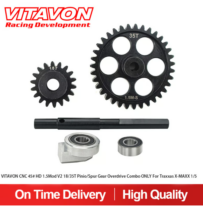 VITAVON CNC 45# HD 1.5Mod V2 Pinion 30T/Spur Gear 35T Overdrive Combo X-MAXX &  XRT