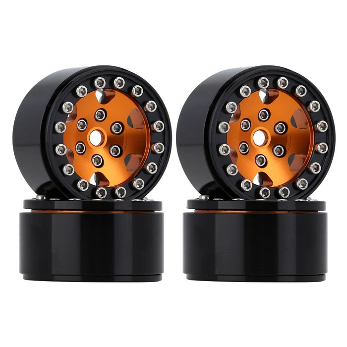 1.0" 6-Spokes CNC Beadlock Wheel (1/24 & 1/18) Gold/Orange