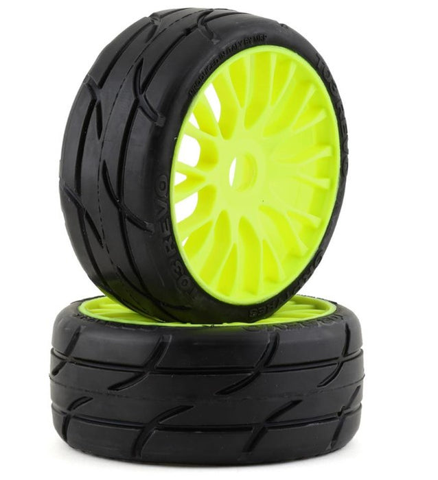 GRP Tires GT - TO3 Revo Belted Pre-Mounted 1/8 Buggy Tires (Yellow) (2) (XM7) w/FLEX Wheel