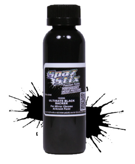 Ultimate Black Backer for Mirror Chrome, Airbrush Ready Paint, 2oz Bottle