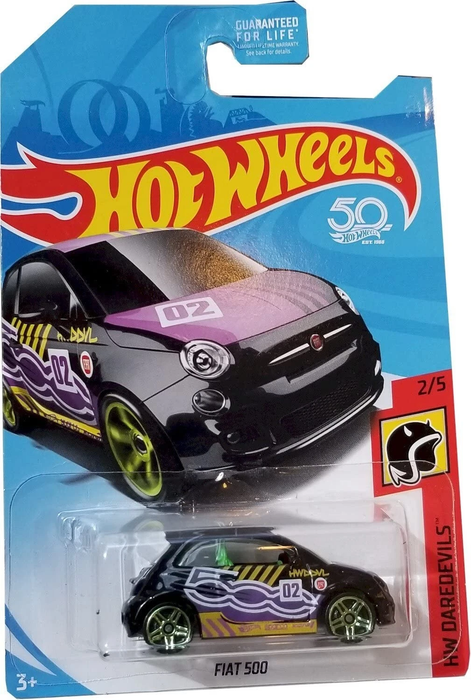 2018 Hot Wheels FRR83 HW Daredevils 2/5 FIAT 500 Black w/Green Pr5 Sp 50th Anniv