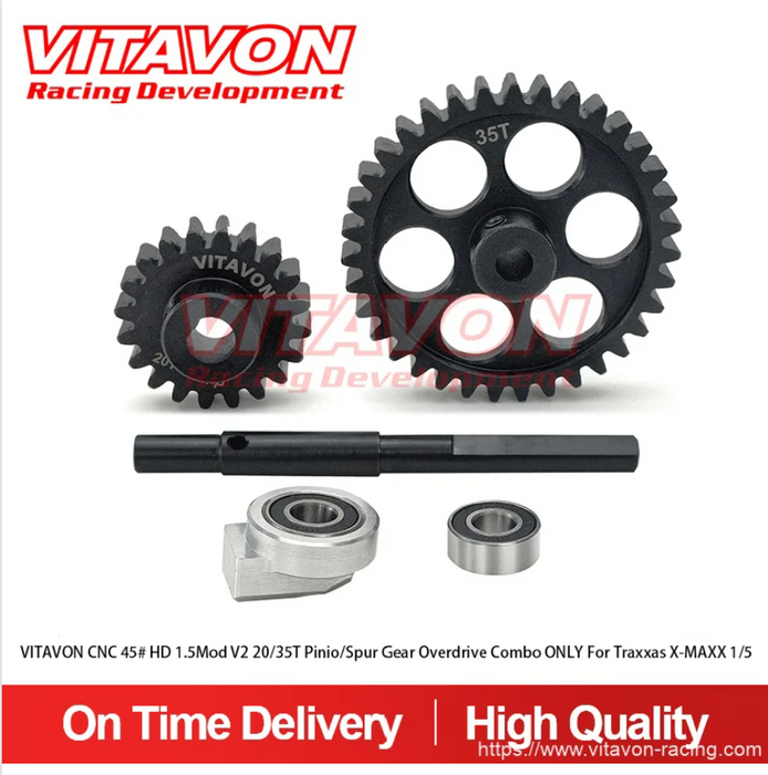 VITAVON CNC 45# HD 1.5Mod V2 Pinion 20T/Spur Gear 35T  Overdrive Combo X-MAXX & XRT