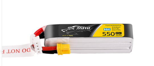 Tattu 550mAh 3S 95C 11.4V HV Lipo Battery Long Pack with XT30 Plug