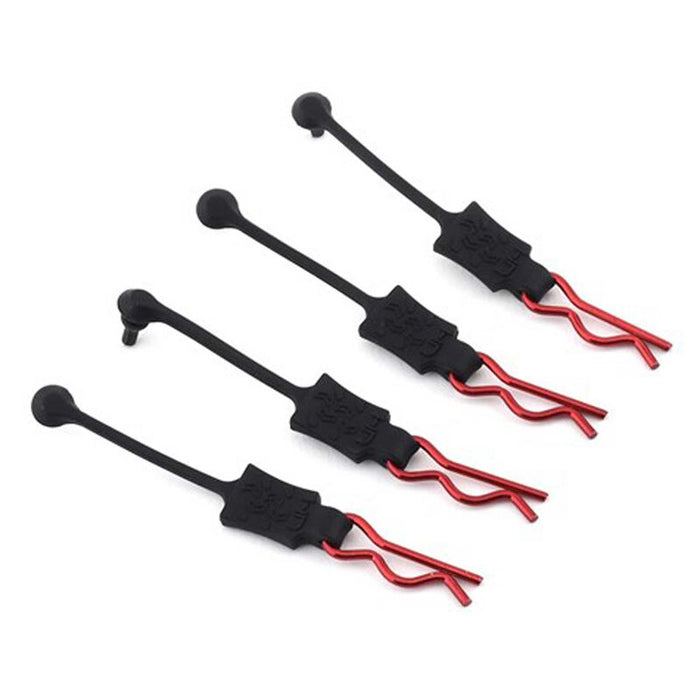 Hot Racing 1/8 Body Clip Retainers (Red) (4)