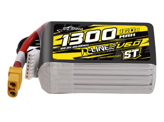 Tattu 1300mAh 6S 160C 22.2V R-Line Version 6.0 ST Lipo Battery Pack with XT60 Plug
