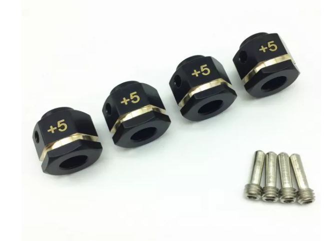 Treal Brass Extended Wheel Hubs Hex Pins Blackening 4pcs-Set for Traxxas TRX-4 X0023GW5H1RC Car +5mm Black