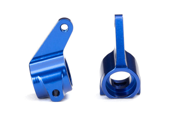 Steering blocks, Rustler®/Stampede®/Bandit (2), 6061-T6 aluminum (blue-anodized)/ 5x11mm ball bearings (4)