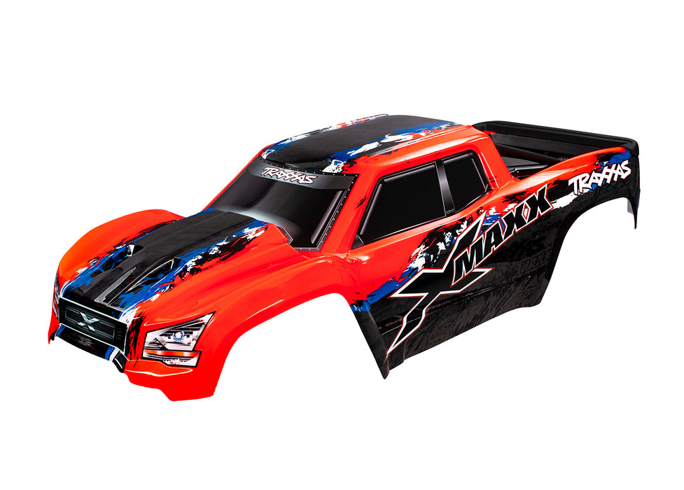 Body, X-Maxx®, red (painted, decals applied) (assembled with front & rear body mounts, rear body support, and tailgate protector)