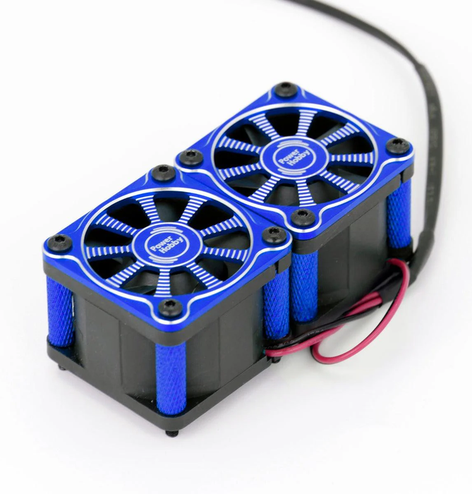 Powerhobby Twister Twin / Dual 40mm 1/8 1/5 Motor Aluminum Cooling Fan - Blue