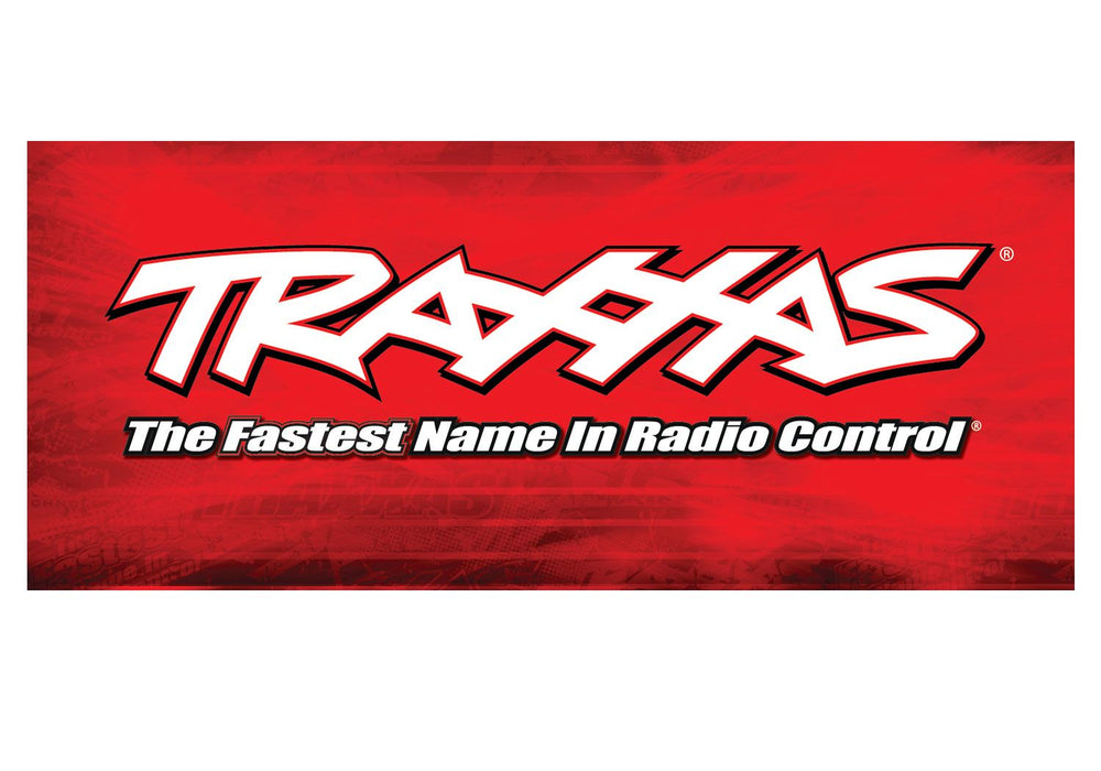 Traxxas® racing banner, red & black (3x7 feet)