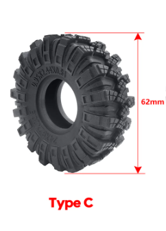 AZTAB 4Pcs Bigdog 1.0inch 62mm Soft Rubber Tires