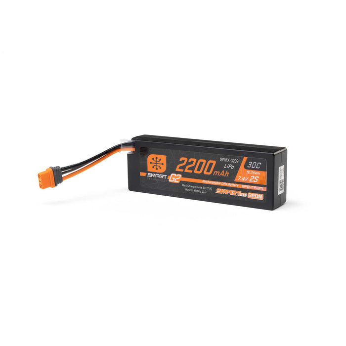7.4V 2200mAh 2S 30C Smart G2 LiPo Battery: IC2 SmartFit Case