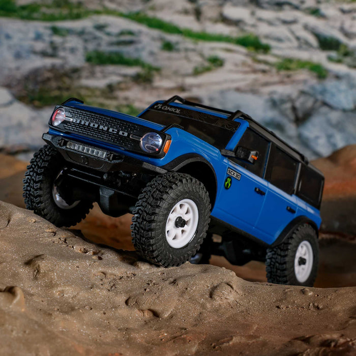 1/30 SCX30 Ford Bronco 4X4 RTR Brushed Rock Crawler (Battery & Charger Included), Blue