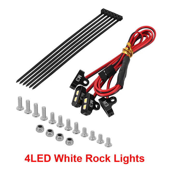 4LED Rock Lights Kit for 1/10 RC Crawler (White, Yellow)