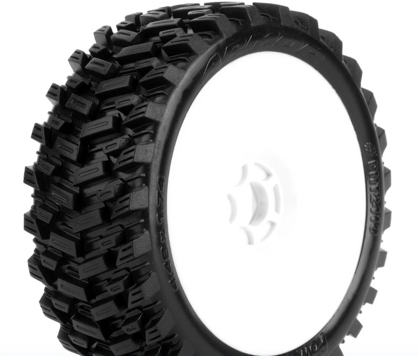 Powerhobby Armor 1/8 Buggy Belted All Terrain Mounted Tires 17MM White Dish Wheels