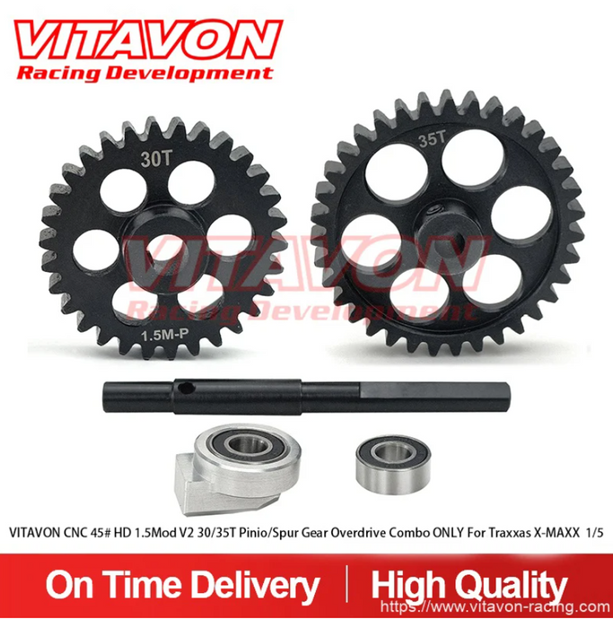 VITAVON CNC 45# HD 1.5Mod V2 Pinion 30T/Spur Gear 35T Overdrive Combo X-MAXX &  XRT