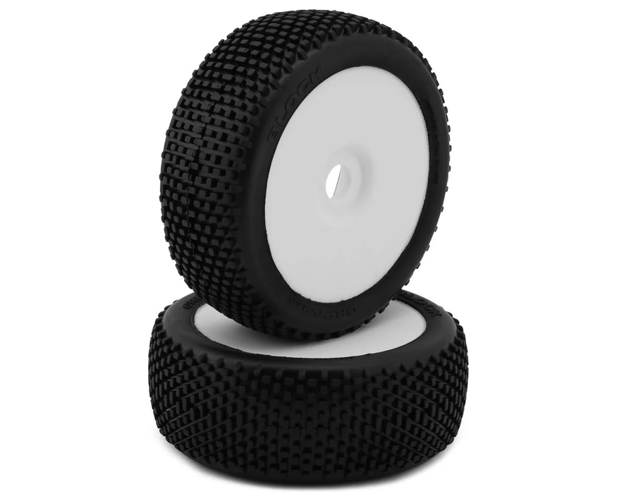 GRP Tires Block Pre-Mounted 1/8 Buggy Tires (White) (2) (N35 - Soft)