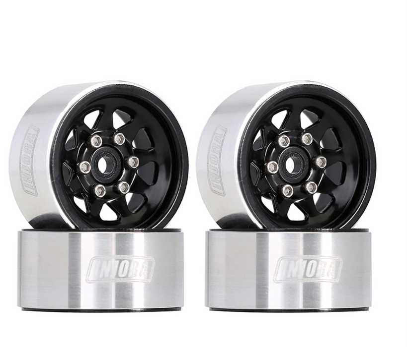 1.0'' 9-Spokes Stamped Steel Beadlock Wheels, (4) (W1003) Black